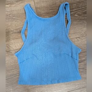 Women's Sky Blue Ribbed Tank Top